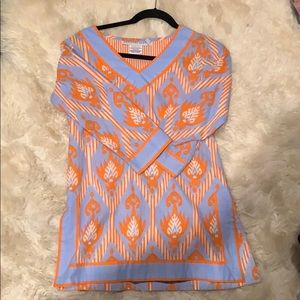 Gretchen Scott tunic in light blue and orange XS